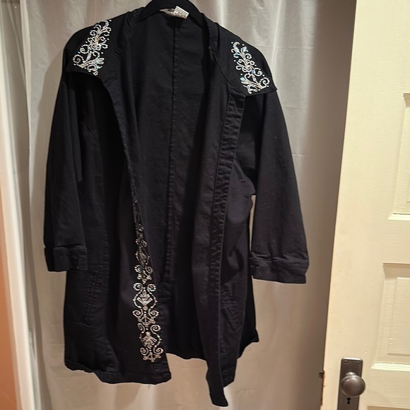 Black jeweled Long Jacket - Picture 1 of 5